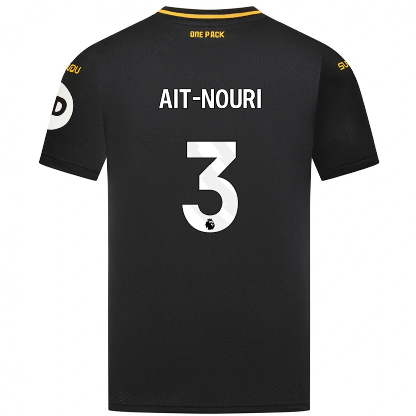 Danxen Barn Rayan Aït-Nouri #3 Svart Bortatröja Matchtröjor 2024/25 Tröjor T-Tröja