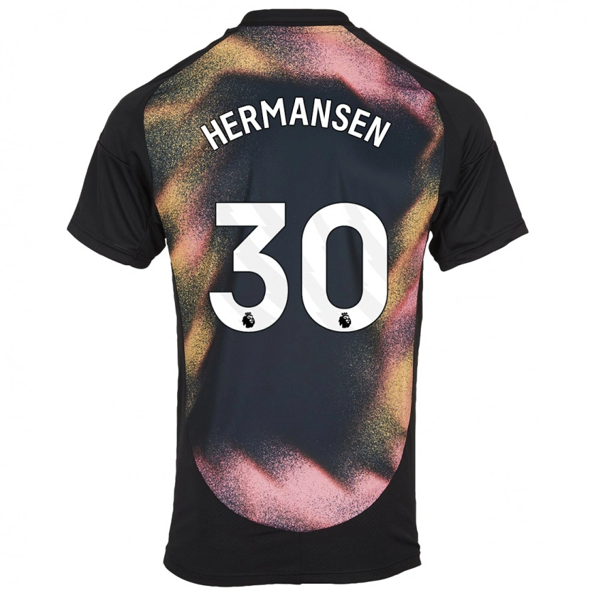 Danxen Barn Mads Hermansen #30 Svart Vit Bortatröja Matchtröjor 2024/25 Tröjor T-Tröja
