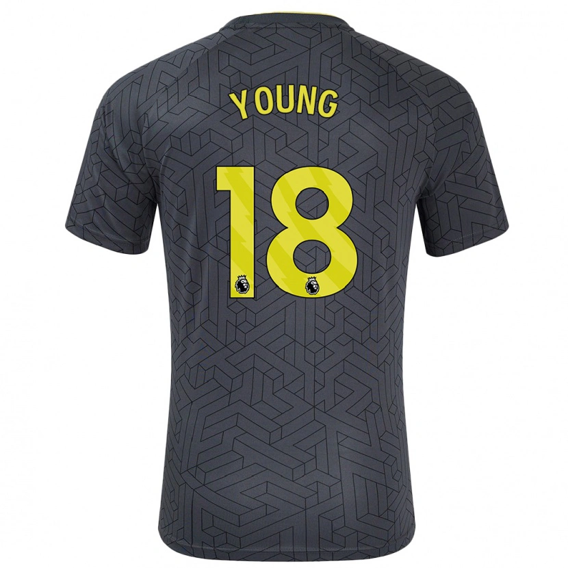 Danxen Barn Ashley Young #18 Svart Gul Bortatröja Matchtröjor 2024/25 Tröjor T-Tröja