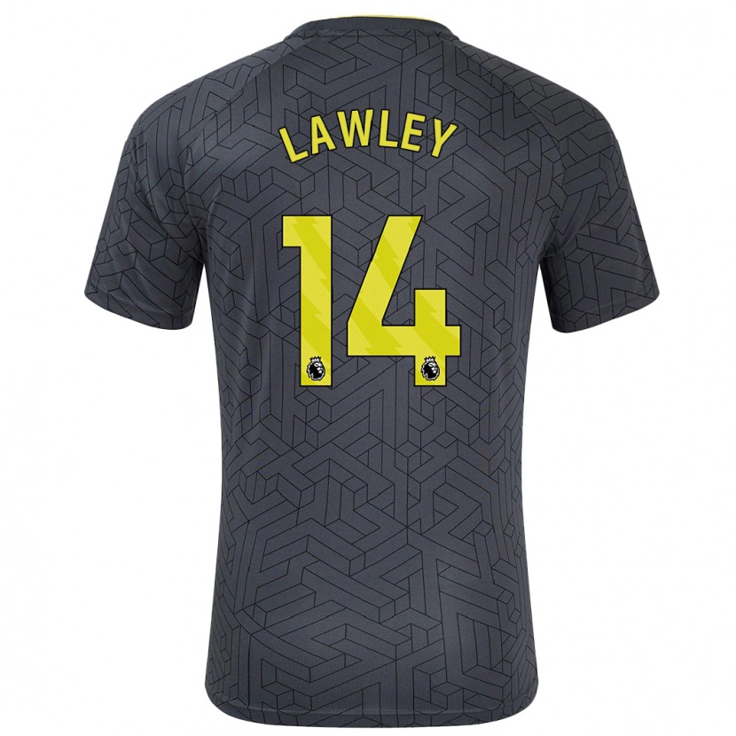 Danxen Barn Melissa Lawley #14 Svart Gul Bortatröja Matchtröjor 2024/25 Tröjor T-Tröja