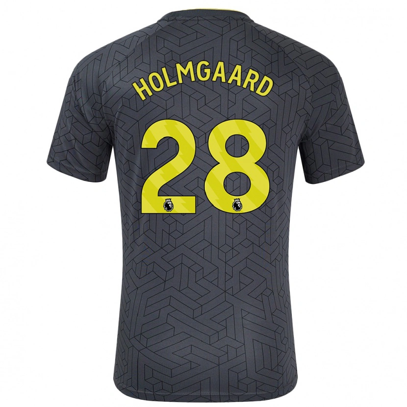 Danxen Barn Karen Holmgaard #28 Svart Gul Bortatröja Matchtröjor 2024/25 Tröjor T-Tröja