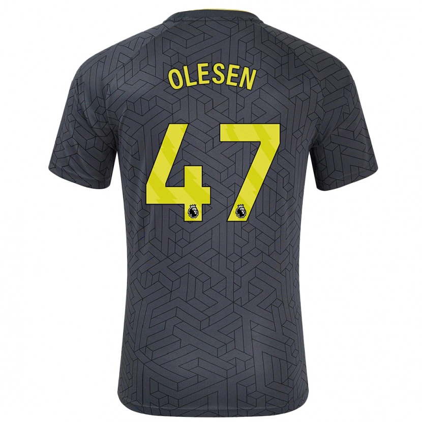 Danxen Barn Karoline Olesen #47 Svart Gul Bortatröja Matchtröjor 2024/25 Tröjor T-Tröja