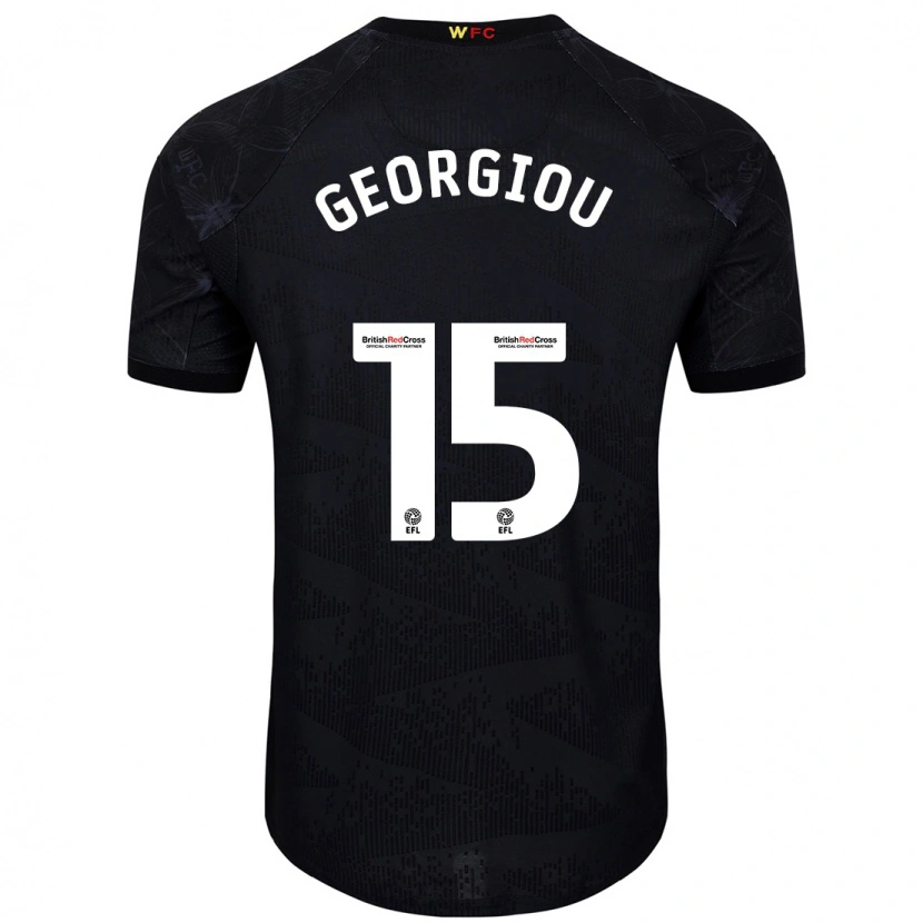 Danxen Barn Andria Georgiou #15 Svart Vit Bortatröja Matchtröjor 2024/25 Tröjor T-Tröja