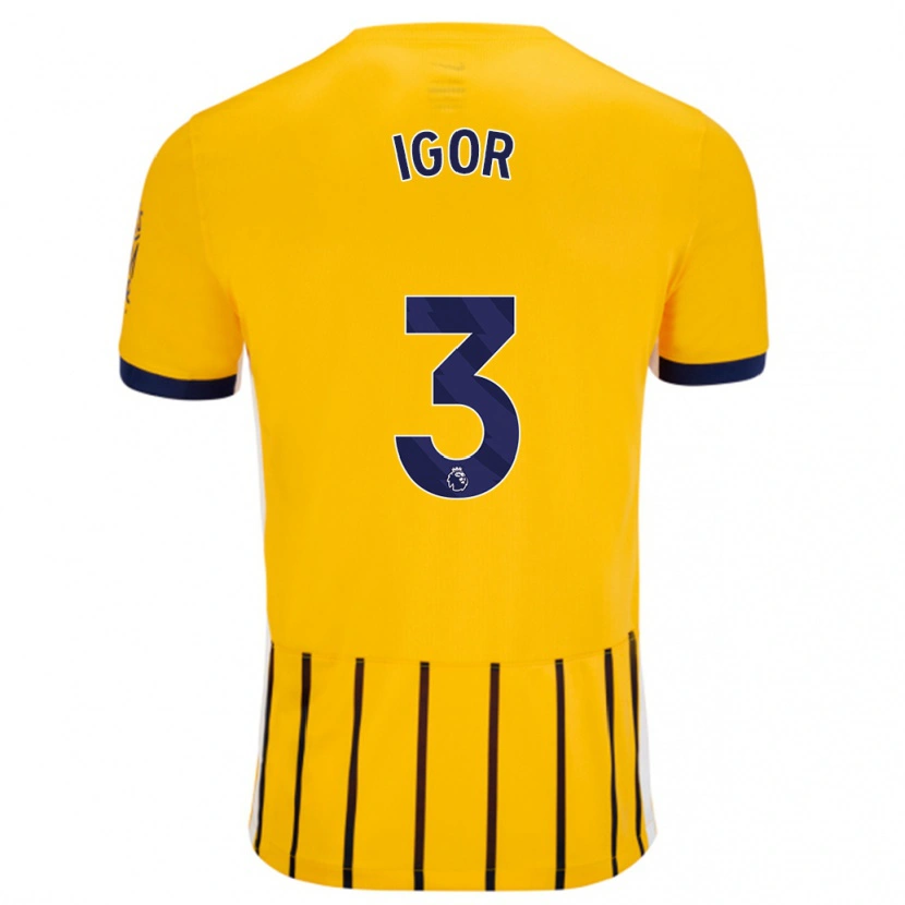 Danxen Barn Igor #3 Guldblå Kritränder Bortatröja Matchtröjor 2024/25 Tröjor T-Tröja