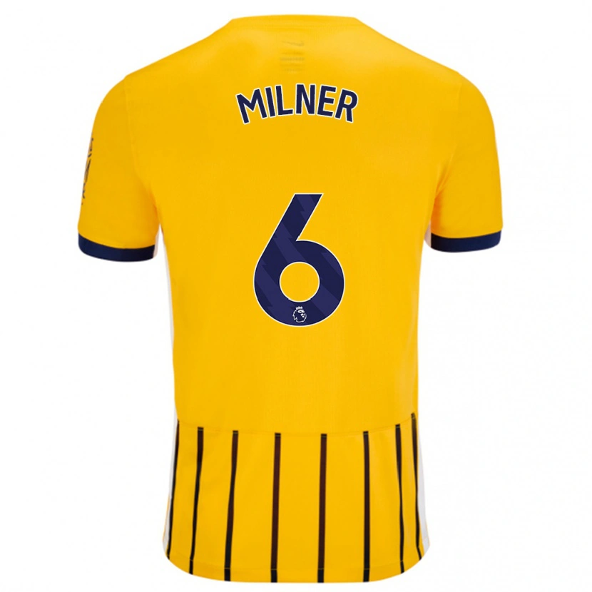 Danxen Barn James Milner #6 Guldblå Kritränder Bortatröja Matchtröjor 2024/25 Tröjor T-Tröja