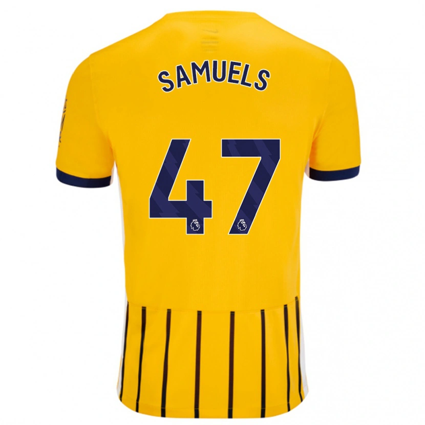 Danxen Barn Imari Samuels #47 Guldblå Kritränder Bortatröja Matchtröjor 2024/25 Tröjor T-Tröja