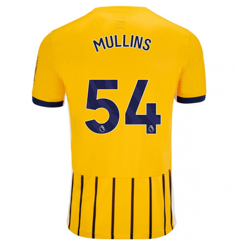 Danxen Barn Jamie Mullins #54 Guldblå Kritränder Bortatröja Matchtröjor 2024/25 Tröjor T-Tröja