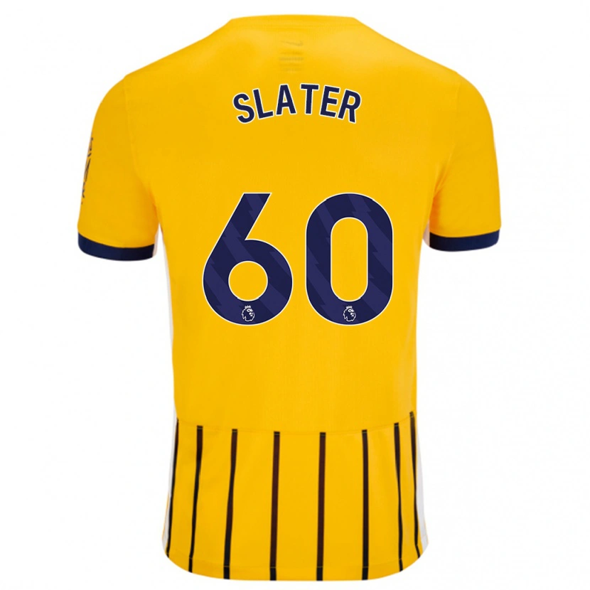 Danxen Barn Jacob Slater #60 Guldblå Kritränder Bortatröja Matchtröjor 2024/25 Tröjor T-Tröja