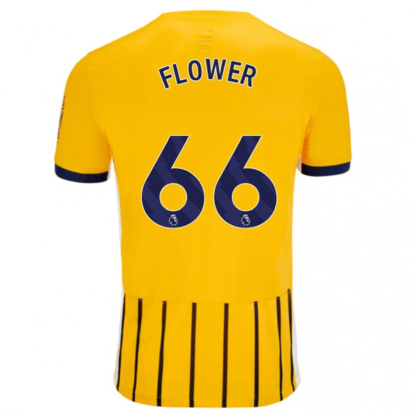 Danxen Barn Louis Flower #66 Guldblå Kritränder Bortatröja Matchtröjor 2024/25 Tröjor T-Tröja
