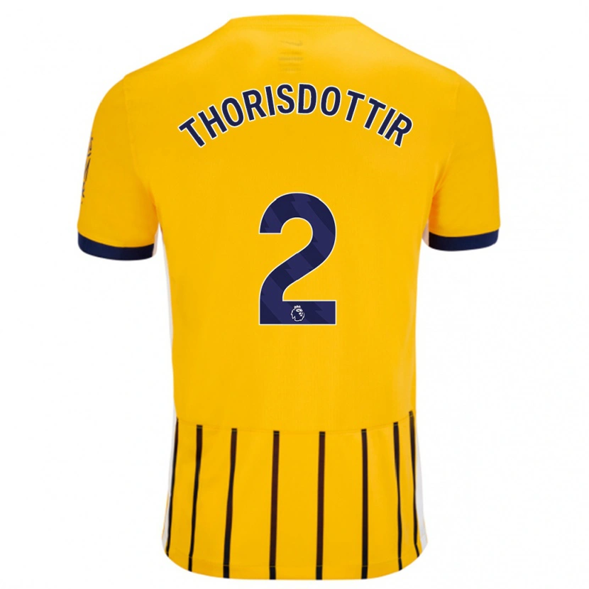 Danxen Barn Maria Thorisdottir #2 Guldblå Kritränder Bortatröja Matchtröjor 2024/25 Tröjor T-Tröja