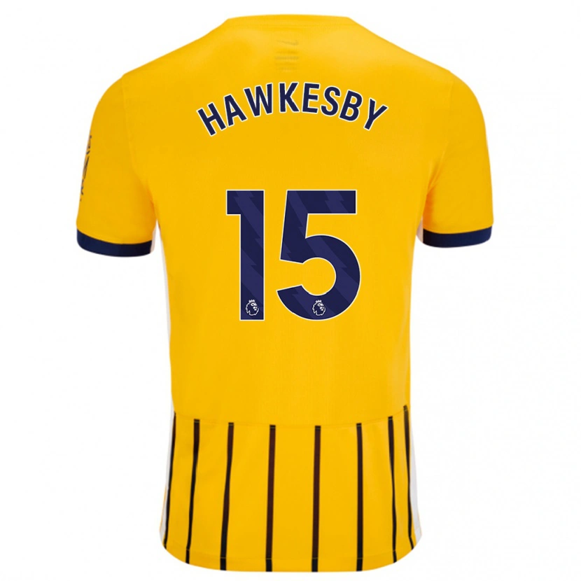 Danxen Barn Mackenzie Hawkesby #15 Guldblå Kritränder Bortatröja Matchtröjor 2024/25 Tröjor T-Tröja