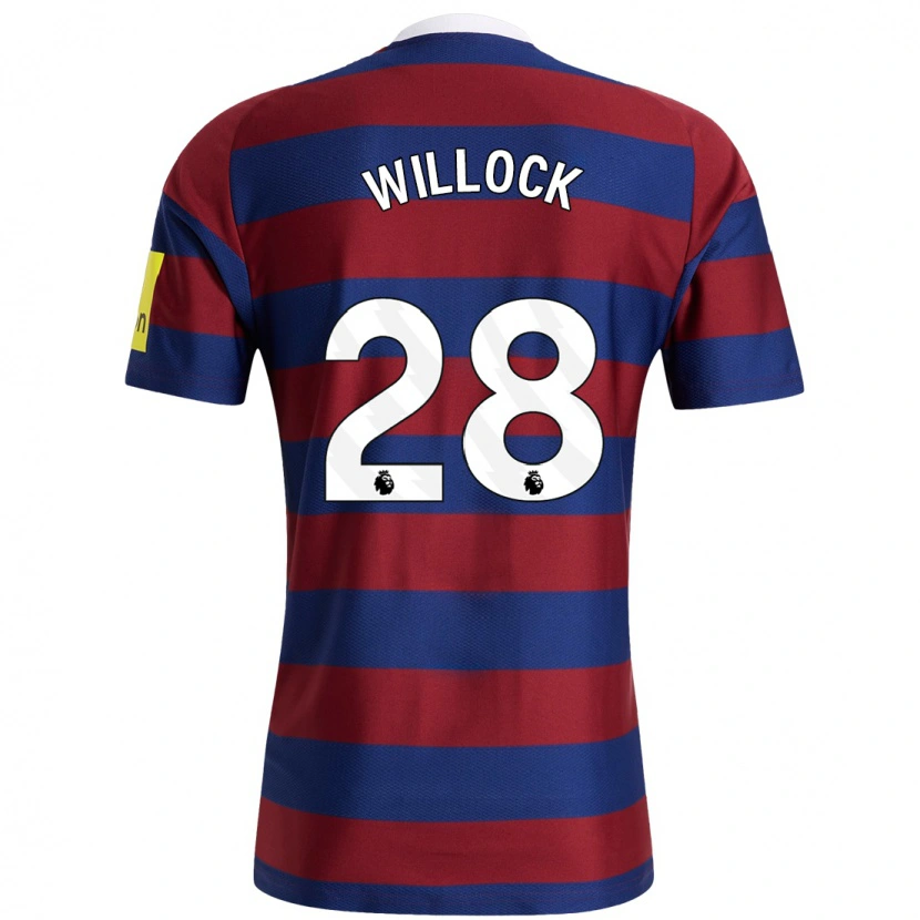 Danxen Barn Joe Willock #28 Vinröd Marinblå Bortatröja Matchtröjor 2024/25 Tröjor T-Tröja