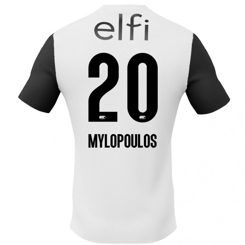 Danxen Barn Marios Mylopoulos #20 Vit Svart Bortatröja Matchtröjor 2024/25 Tröjor T-Tröja