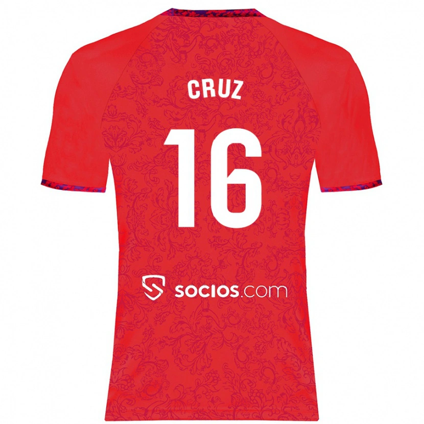 Danxen Barn Jesús Cruz #16 Röd Bortatröja Matchtröjor 2024/25 Tröjor T-Tröja