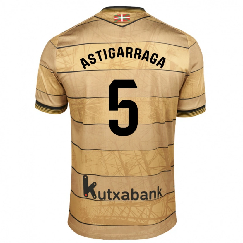 Danxen Barn Eneko Astigarraga #5 Brun Bortatröja Matchtröjor 2024/25 Tröjor T-Tröja
