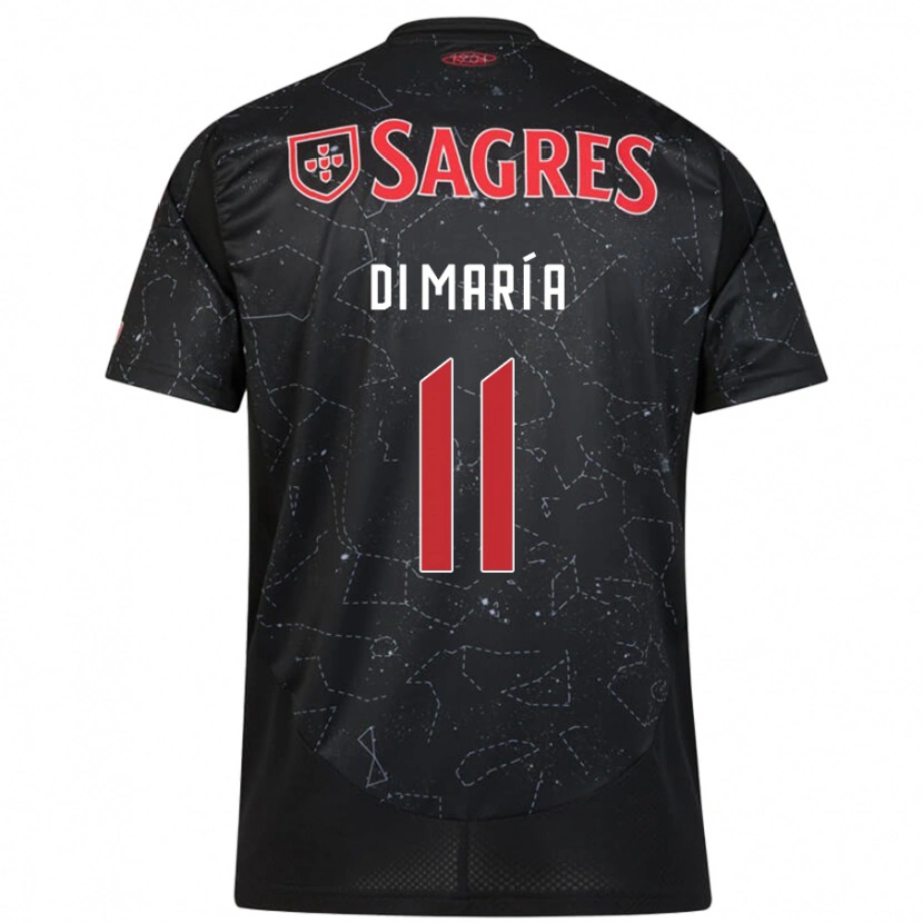 Danxen Barn Ángel Di María #11 Svart Röd Bortatröja Matchtröjor 2024/25 Tröjor T-Tröja