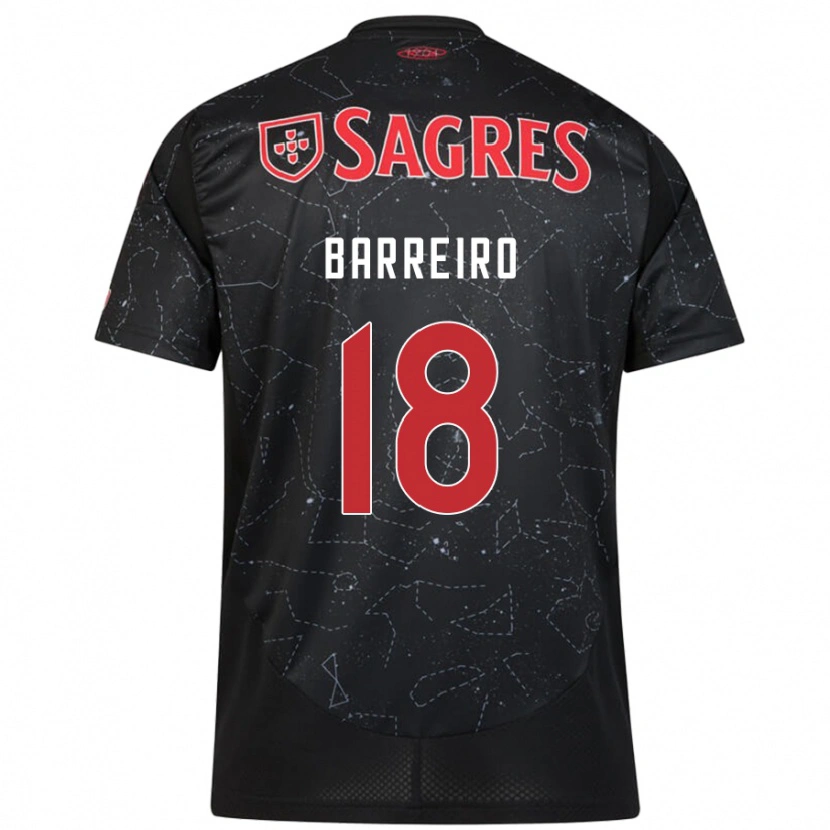 Danxen Barn Leandro Barreiro #18 Svart Röd Bortatröja Matchtröjor 2024/25 Tröjor T-Tröja