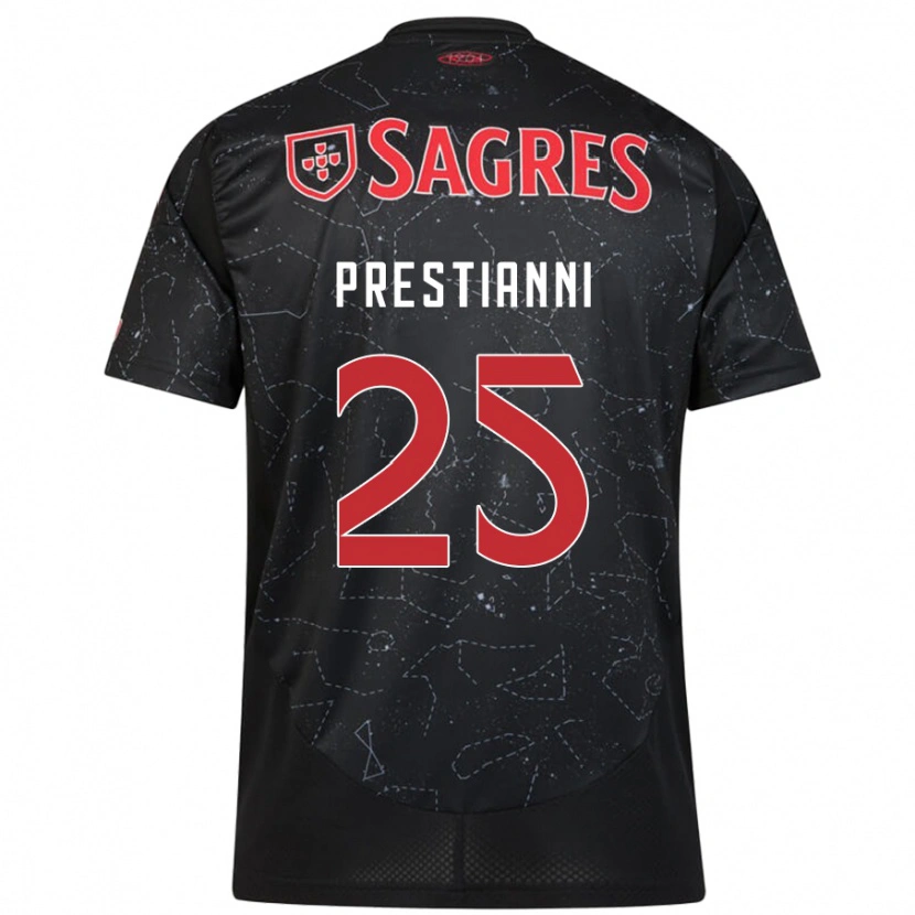 Danxen Barn Gianluca Prestianni #25 Svart Röd Bortatröja Matchtröjor 2024/25 Tröjor T-Tröja