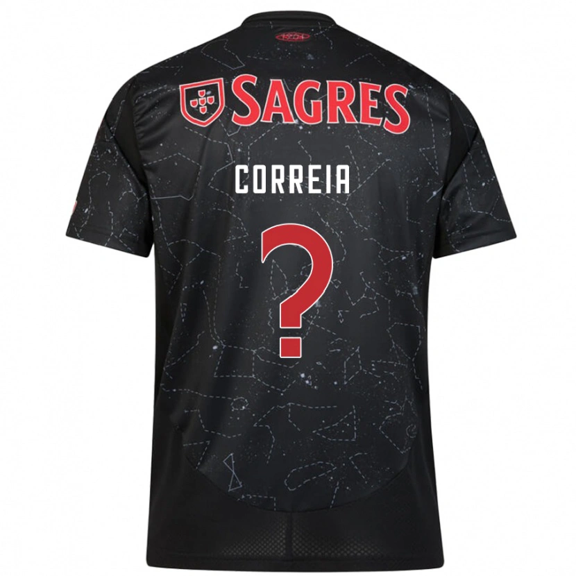Danxen Barn Juvenal Correia #0 Svart Röd Bortatröja Matchtröjor 2024/25 Tröjor T-Tröja