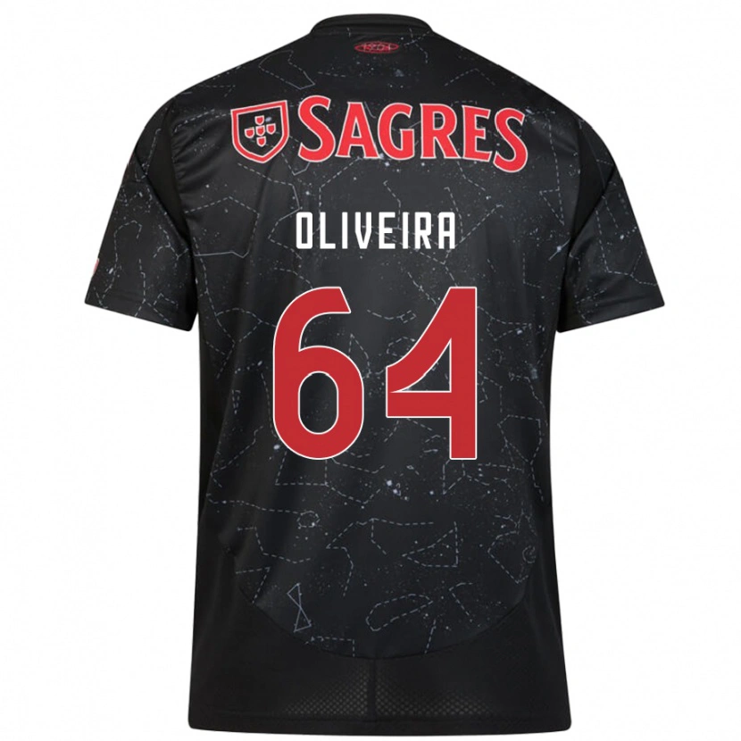 Danxen Barn Gonçalo Oliveira #64 Svart Röd Bortatröja Matchtröjor 2024/25 Tröjor T-Tröja