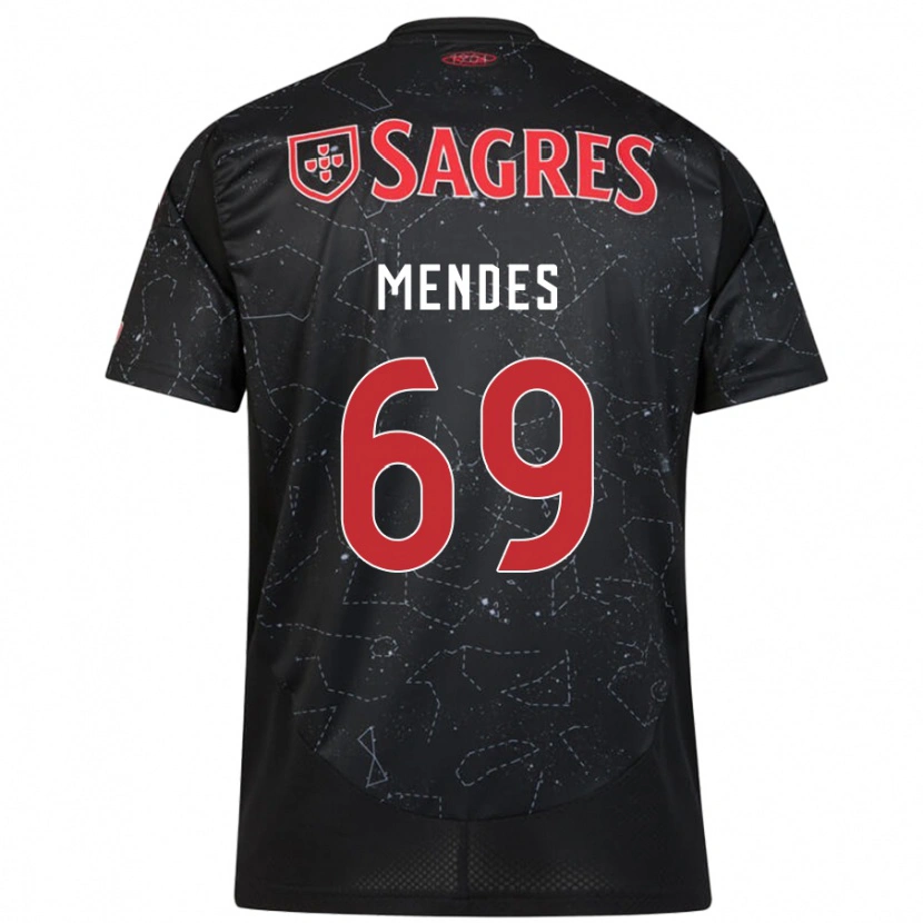 Danxen Barn Vladimir Mendes #69 Svart Röd Bortatröja Matchtröjor 2024/25 Tröjor T-Tröja