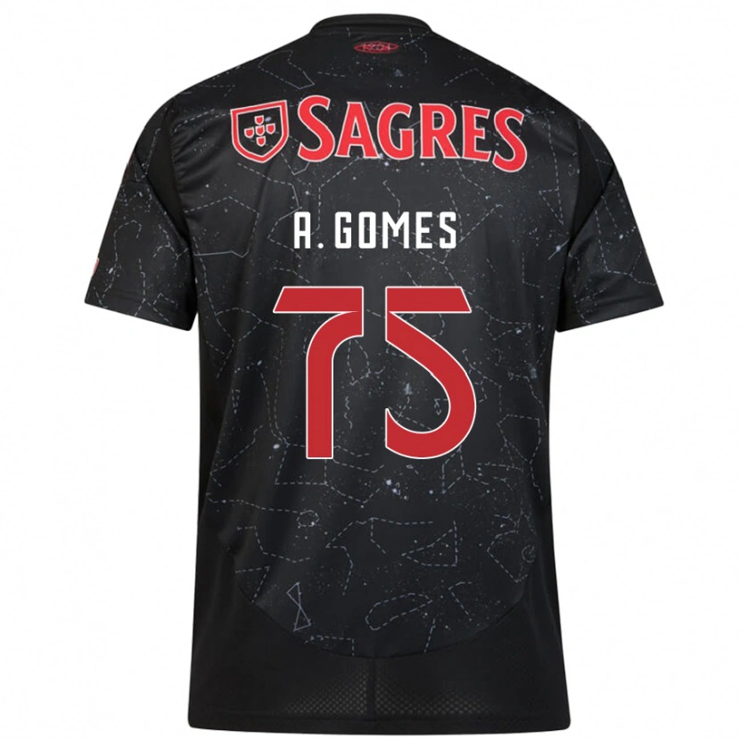 Danxen Barn André Gomes #75 Svart Röd Bortatröja Matchtröjor 2024/25 Tröjor T-Tröja