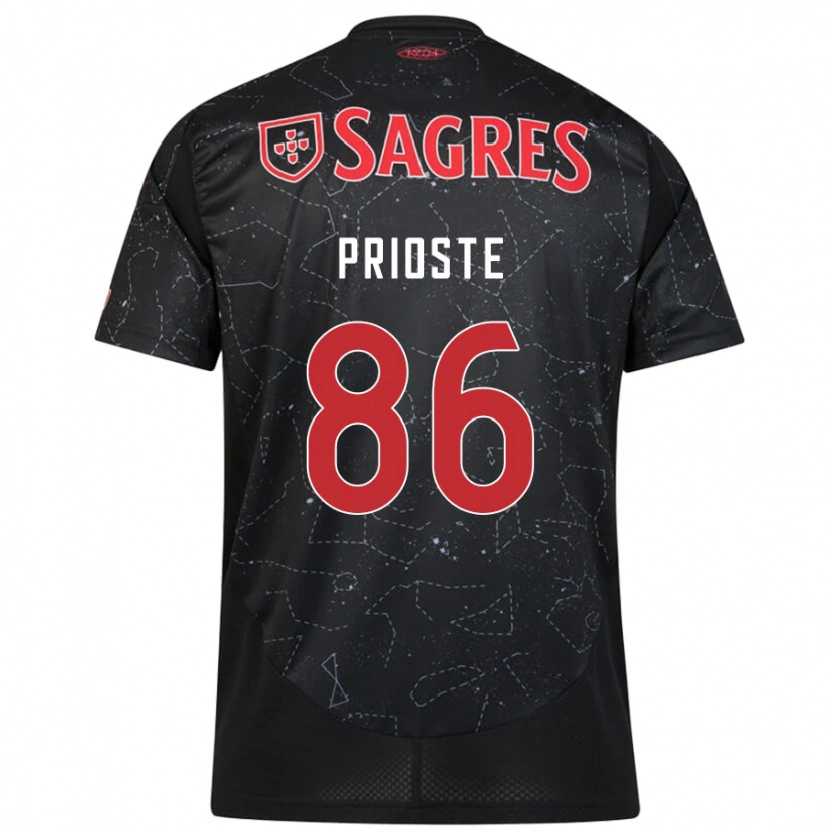 Danxen Barn Diogo Prioste #86 Svart Röd Bortatröja Matchtröjor 2024/25 Tröjor T-Tröja