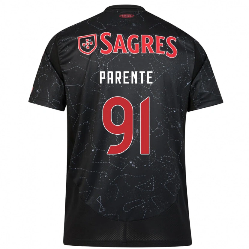 Danxen Barn Tiago Parente #91 Svart Röd Bortatröja Matchtröjor 2024/25 Tröjor T-Tröja