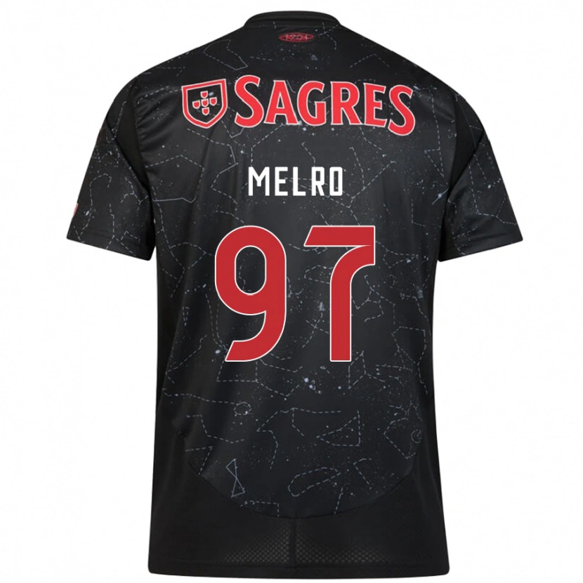 Danxen Barn José Melro #97 Svart Röd Bortatröja Matchtröjor 2024/25 Tröjor T-Tröja