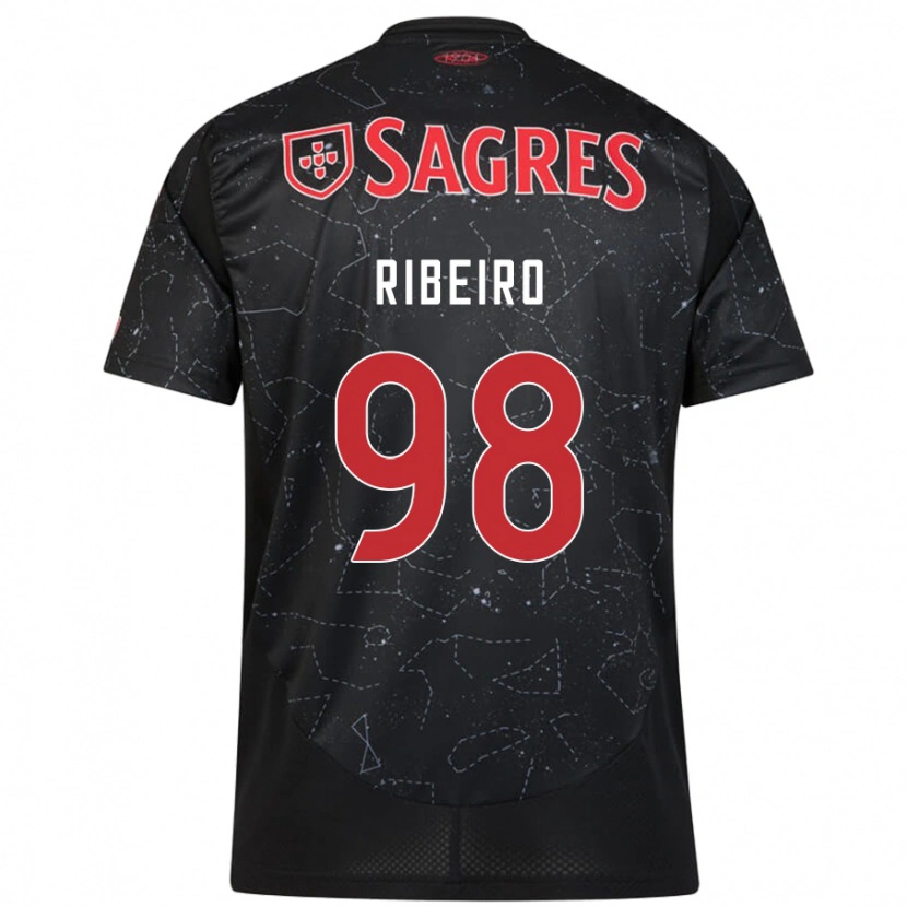 Danxen Barn Ricardo Ribeiro #98 Svart Röd Bortatröja Matchtröjor 2024/25 Tröjor T-Tröja