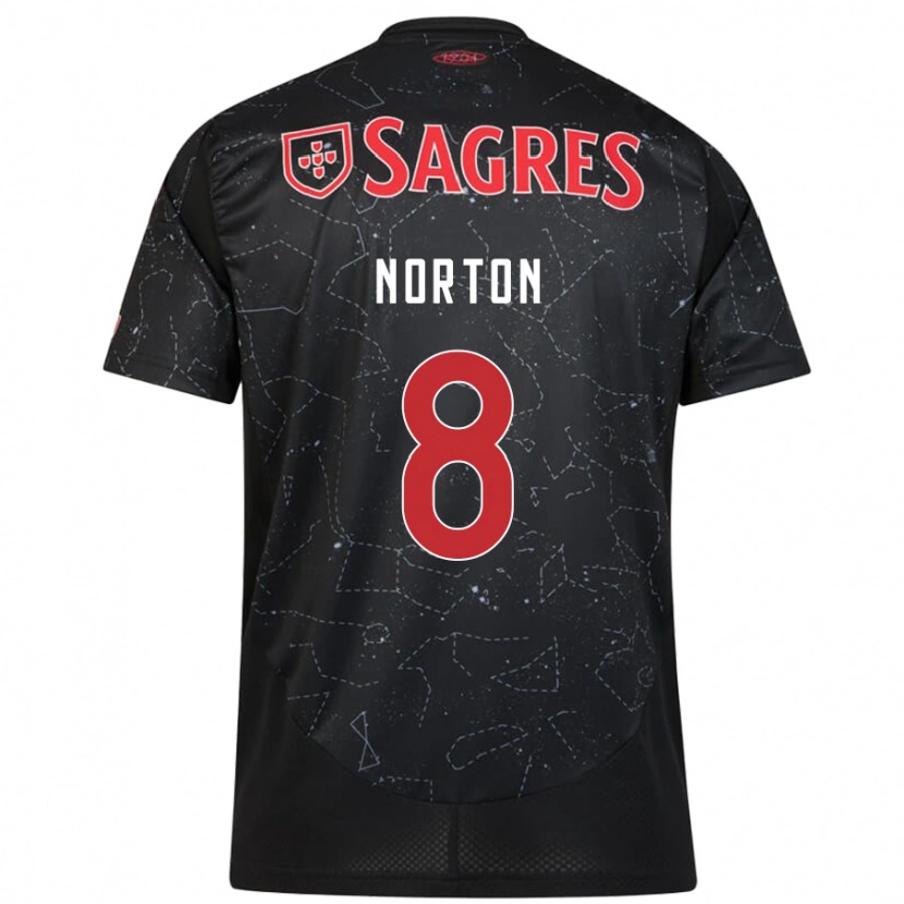 Danxen Barn Andreia Norton #8 Svart Röd Bortatröja Matchtröjor 2024/25 Tröjor T-Tröja
