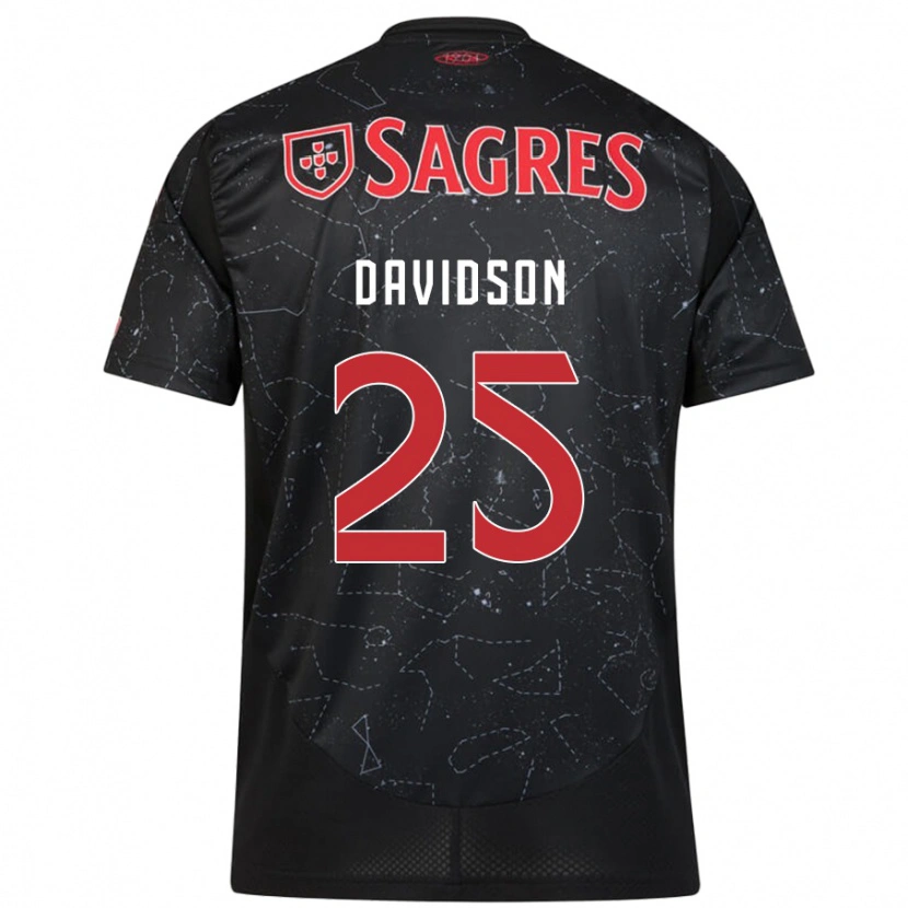 Danxen Barn Chandra Davidson #25 Svart Röd Bortatröja Matchtröjor 2024/25 Tröjor T-Tröja