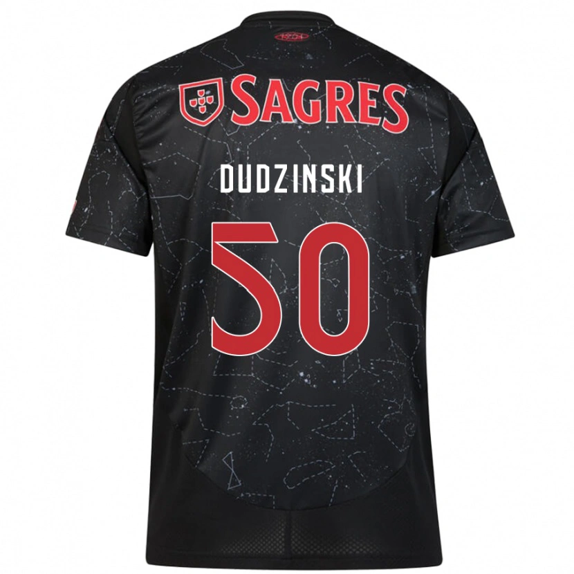 Danxen Barn Marcel Dudzinski #50 Svart Röd Bortatröja Matchtröjor 2024/25 Tröjor T-Tröja
