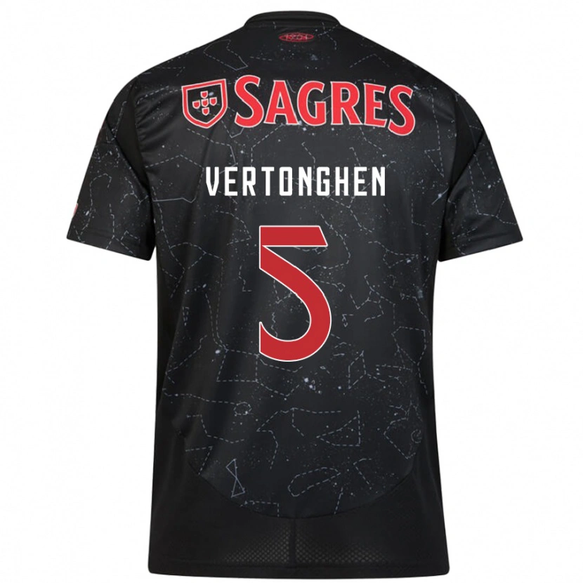 Danxen Barn Jan Vertonghen #5 Svart Röd Bortatröja Matchtröjor 2024/25 Tröjor T-Tröja