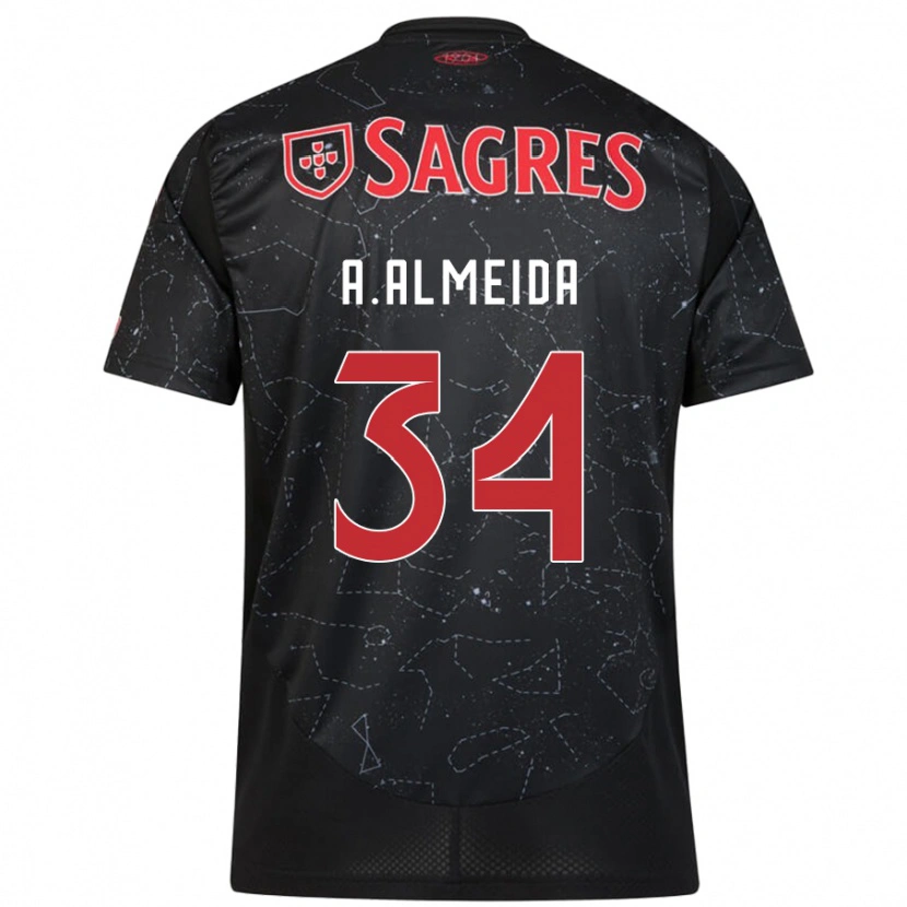 Danxen Barn Andre Almeida #34 Svart Röd Bortatröja Matchtröjor 2024/25 Tröjor T-Tröja