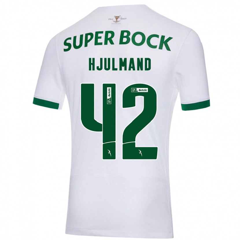 Danxen Barn Morten Hjulmand #42 Vit Grön Bortatröja Matchtröjor 2024/25 Tröjor T-Tröja