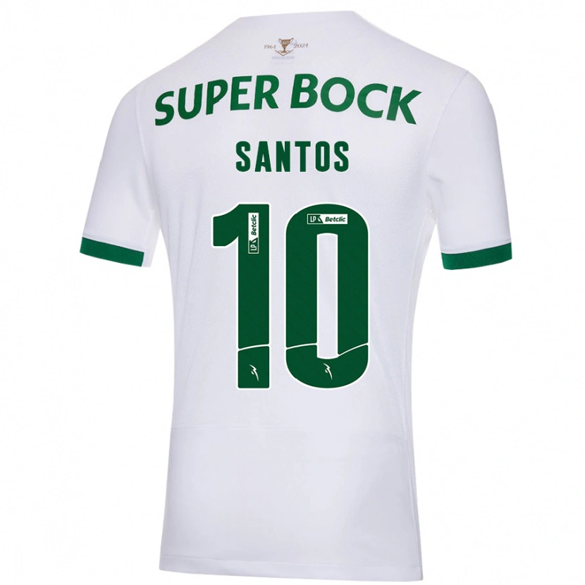 Danxen Barn Guilherme Santos #10 Vit Grön Bortatröja Matchtröjor 2024/25 Tröjor T-Tröja