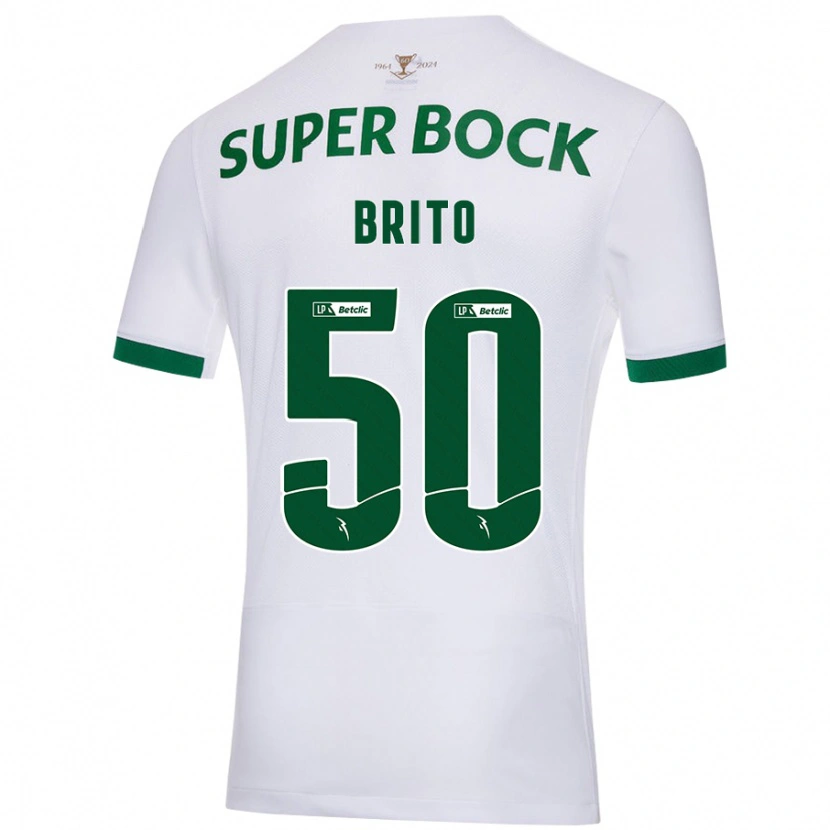 Danxen Barn Alexandre Brito #50 Vit Grön Bortatröja Matchtröjor 2024/25 Tröjor T-Tröja