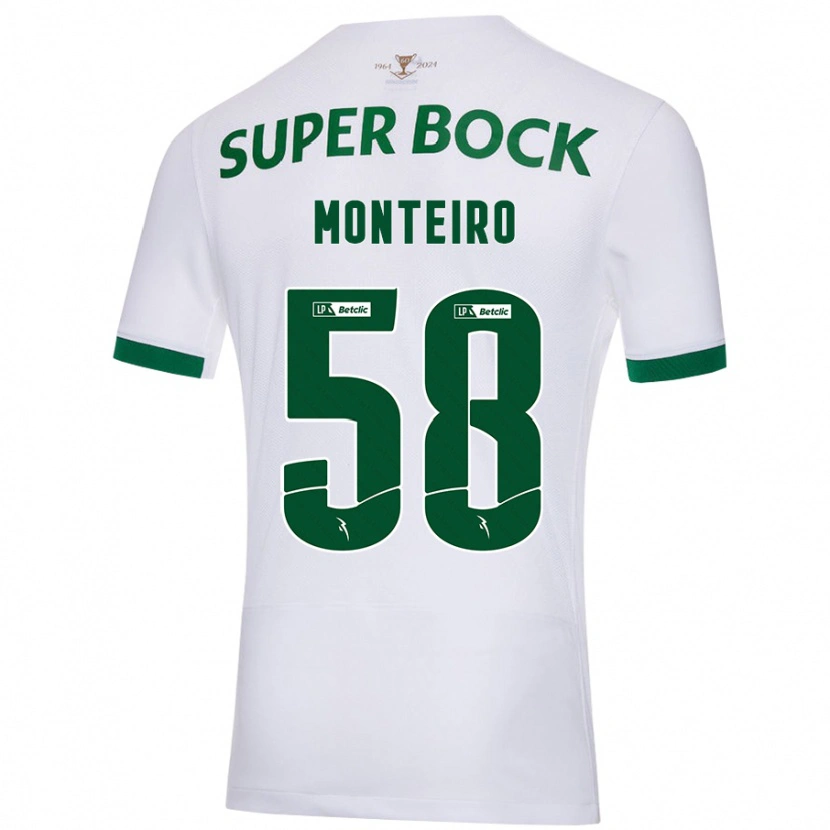 Danxen Barn David Monteiro #58 Vit Grön Bortatröja Matchtröjor 2024/25 Tröjor T-Tröja