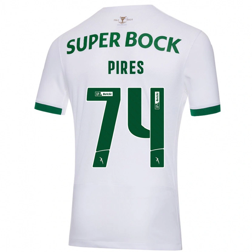 Danxen Barn Guilherme Pires #74 Vit Grön Bortatröja Matchtröjor 2024/25 Tröjor T-Tröja