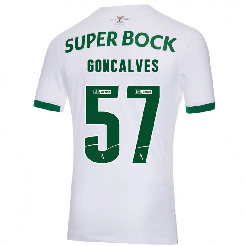 Danxen Barn Inês Gonçalves #57 Vit Grön Bortatröja Matchtröjor 2024/25 Tröjor T-Tröja