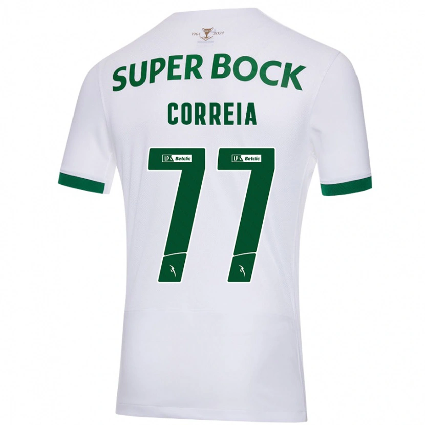 Danxen Barn Alícia Correia #77 Vit Grön Bortatröja Matchtröjor 2024/25 Tröjor T-Tröja