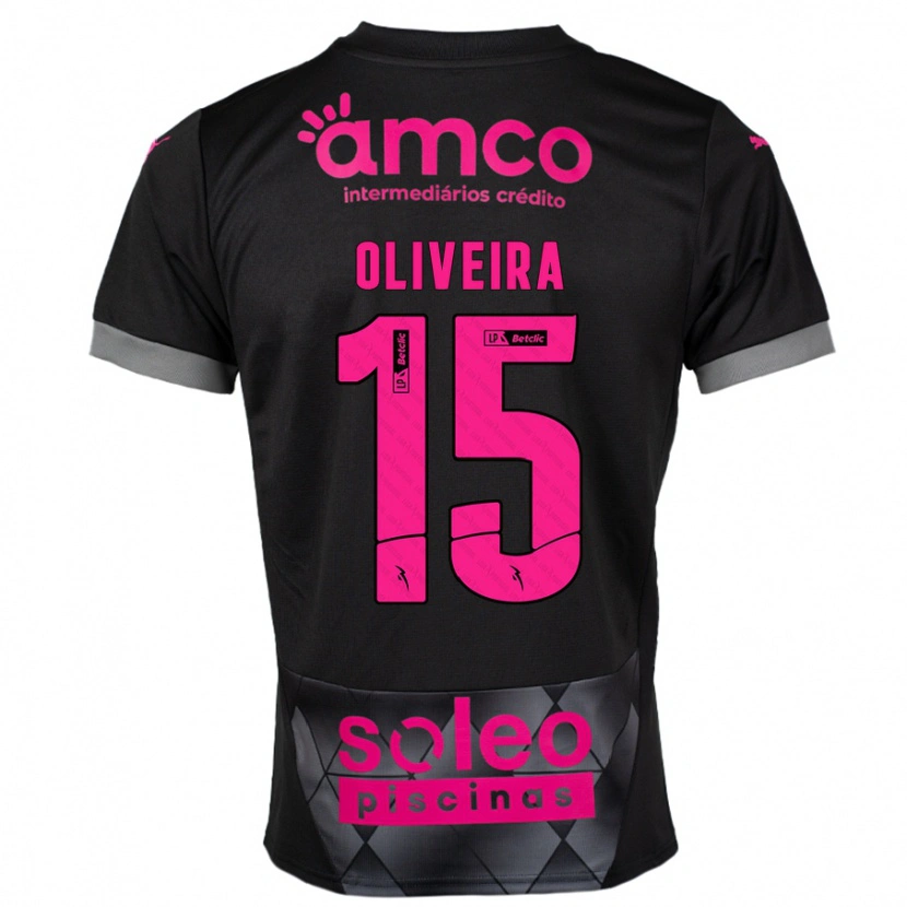 Danxen Barn Paulo Oliveira #15 Svart Rosa Bortatröja Matchtröjor 2024/25 Tröjor T-Tröja