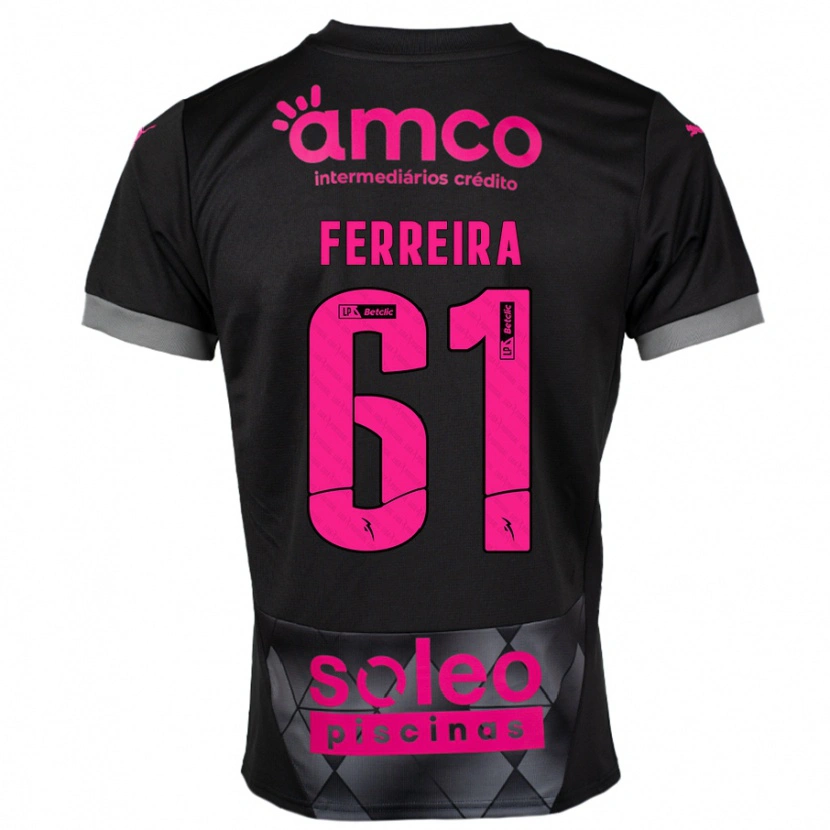 Danxen Barn Tiago Ferreira #61 Svart Rosa Bortatröja Matchtröjor 2024/25 Tröjor T-Tröja
