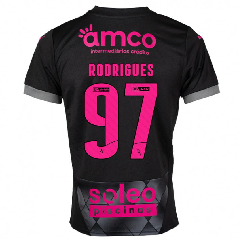 Danxen Barn Dinis Rodrigues #97 Svart Rosa Bortatröja Matchtröjor 2024/25 Tröjor T-Tröja