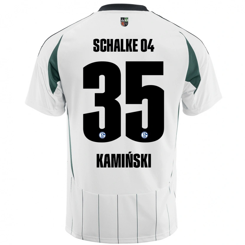 Danxen Barn Marcin Kaminski #35 Vit Grön Bortatröja Matchtröjor 2024/25 Tröjor T-Tröja