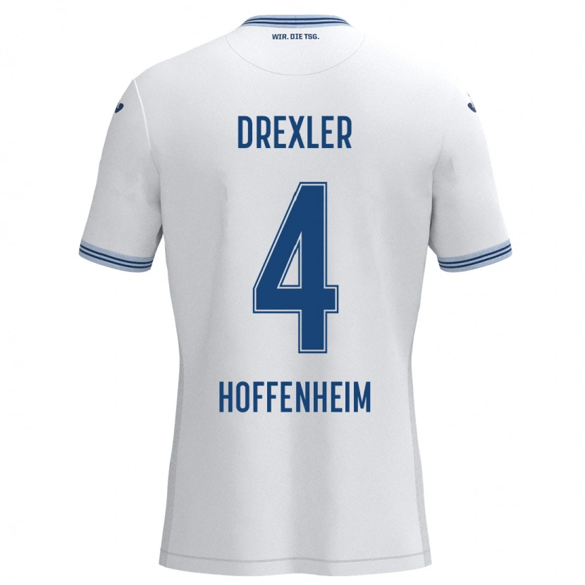Danxen Barn Tim Drexler #4 Vit Blå Bortatröja Matchtröjor 2024/25 Tröjor T-Tröja