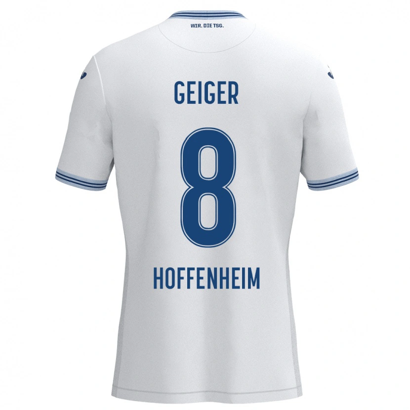 Danxen Barn Dennis Geiger #8 Vit Blå Bortatröja Matchtröjor 2024/25 Tröjor T-Tröja