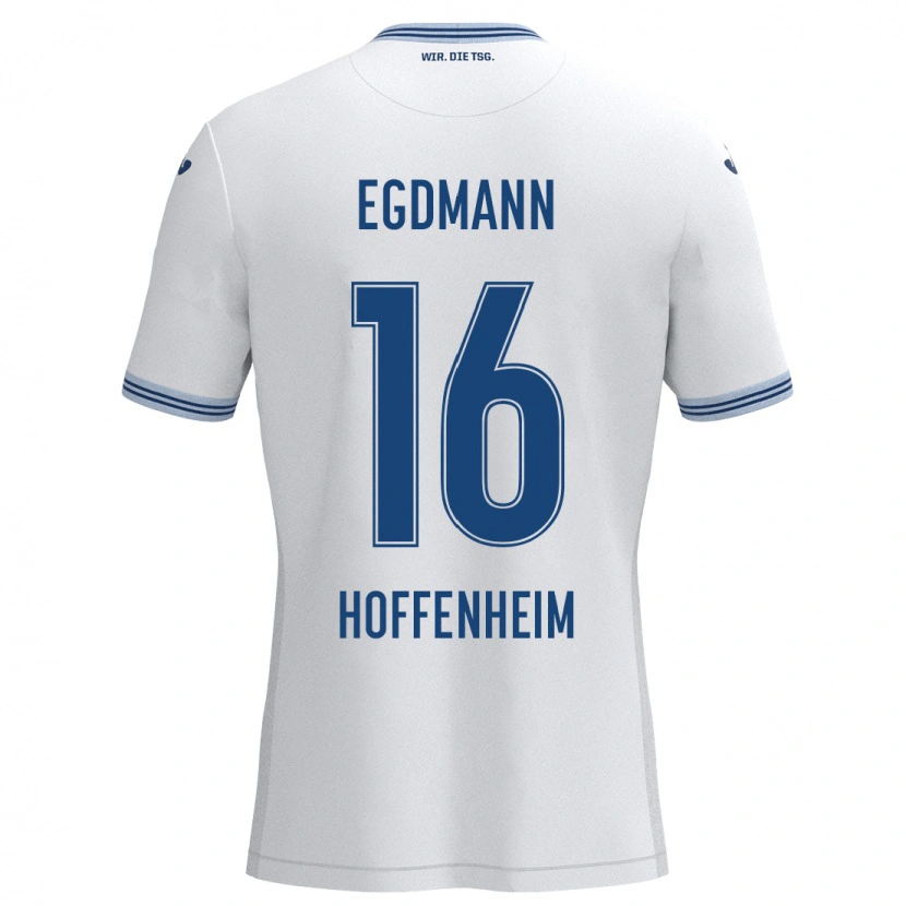 Danxen Barn Mika Egdmann #16 Vit Blå Bortatröja Matchtröjor 2024/25 Tröjor T-Tröja