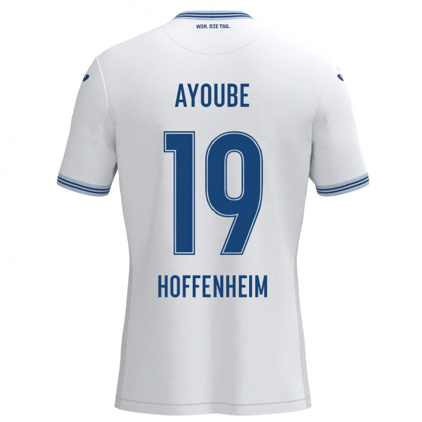 Danxen Barn Ayoube Amaimouni-Echghouyab #19 Vit Blå Bortatröja Matchtröjor 2024/25 Tröjor T-Tröja